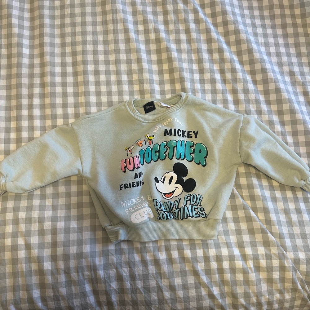 Zara Disney Mickey Mouse Kids Sweatshirt - Mint Green